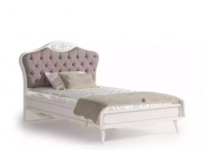 Luxury Chesterfield Bed 120 cm Bed Frame Fabric Gray Youth Bed Wood